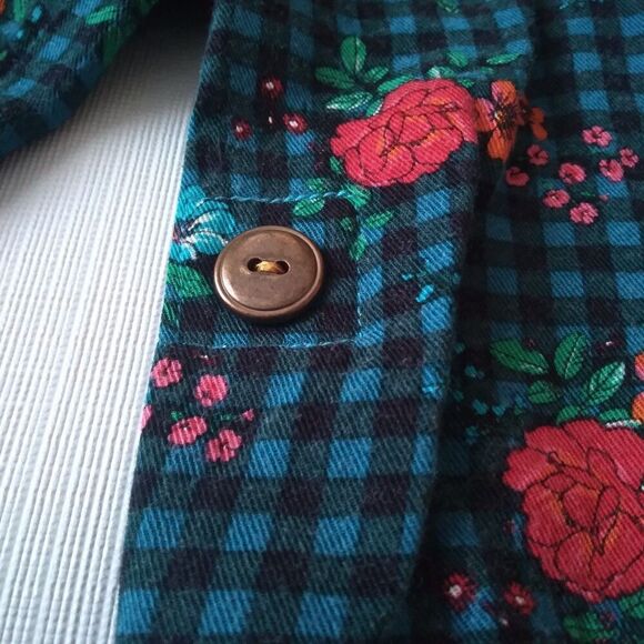 Matilda Jane Blue Gingham Floral Pattern Button Front Shirt Dress Women's Small - Picture 7 of 12